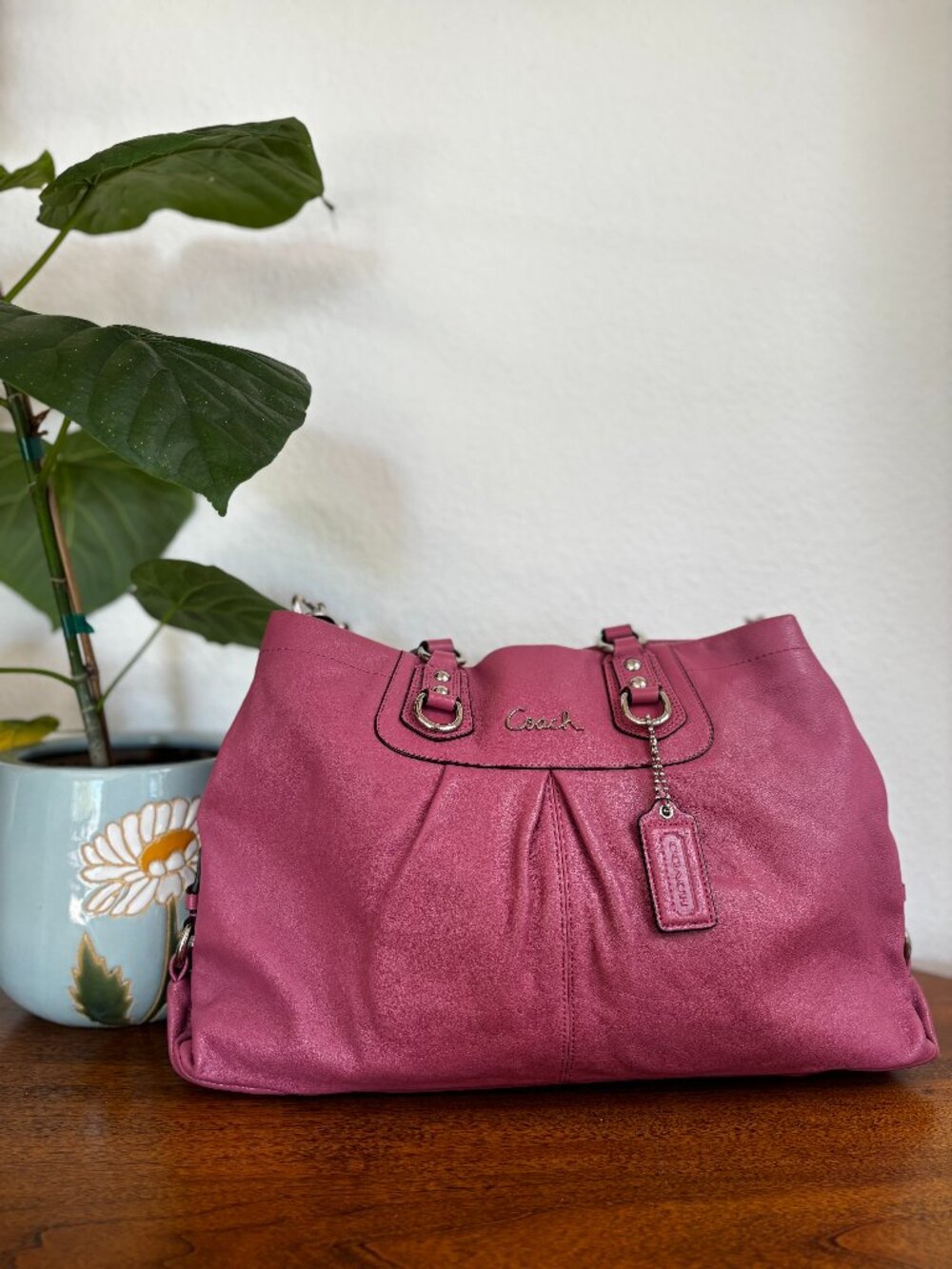 Rare Y2K Vintage Authentic Coach Ashley Leather Satchel in Raspberry Pink